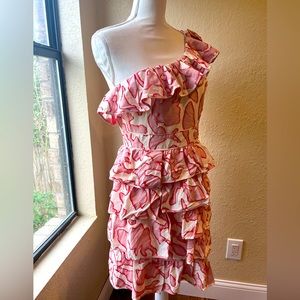 Cynthia Steffe one shoulder ruffle dress size 8 made USA